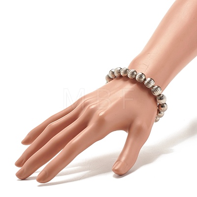 10MM CCB Plastic Grooved Round Beaded Stretch Bracelet for Women BJEW-JB07559-1
