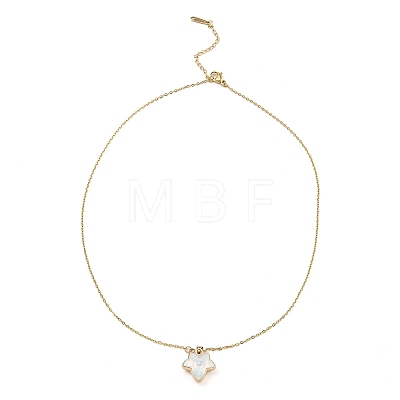 Maple Leaf Glass Pendant Necklaces NJEW-E105-13KCG-1