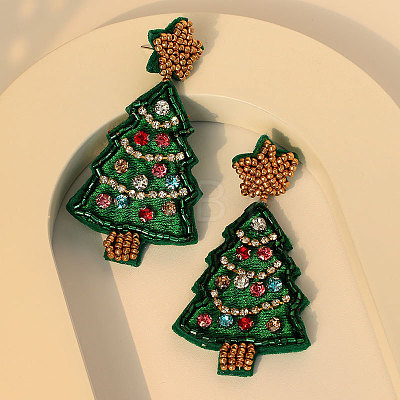 Christmas Tree Felt Fabric Dangle Stud Earrings FS-WG8B689-01-1