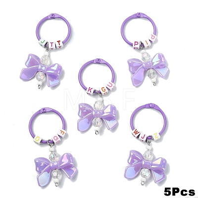5Pcs Acrylic & Glass Seed Pendant Decorations HJEW-YW00327-04-1