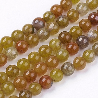 Natural Crackle Agate Stone Bead Strands X-G-R193-16-6mm-1