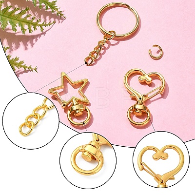 10Set 2 Styles Star Alloy Swivel Clasps with 10Pcs Iron Split Key Rings PURS-YW0001-01A-1