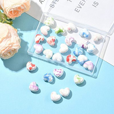 26Pcs 5 Colors Glazed Porcelain Beads PORC-FS0001-33-1