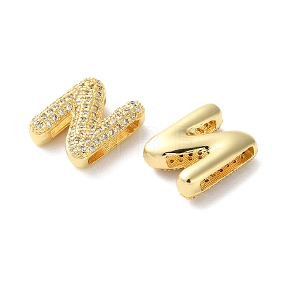 Rack Plating Brass Micro Pave Cubic Zirconia Slide Charms KK-C084-34G-N-1