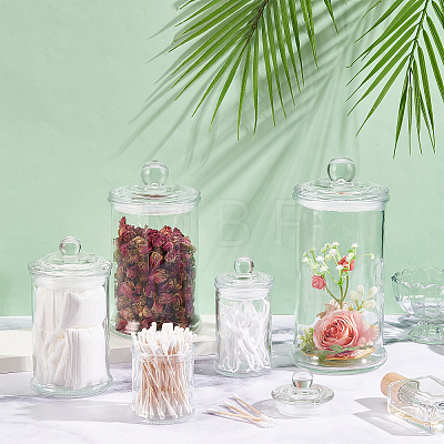 Column Glass Storage Jar with Lid AJEW-WA0004-78-1