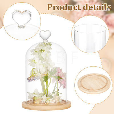 Heart Glass Dome Cover AJEW-WH0471-46-1
