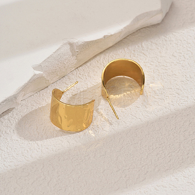 C-Shaped Stainless Steel Stud Earrings JF2048-1