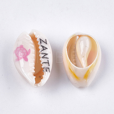 Printed Cowrie Shell Beads SHEL-S276-12D-1