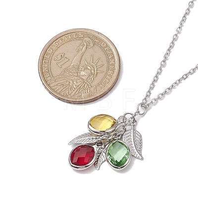 Stainless Steel and Glass Pendants Necklaces NJEW-JN04701-01-1