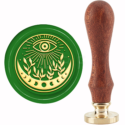 Brass Wax Seal Stamp with Handle AJEW-WH0184-0995-1