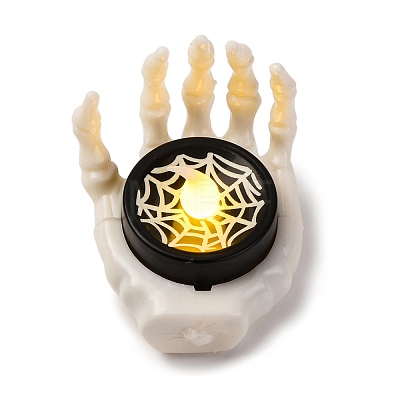 Halloween Resin Skeleton Hand LED Light Figurines Ornament AJEW-Z036-02A-1