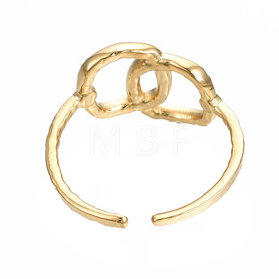 304 Stainless Steel Interlocking Oval Open Cuff Ring RJEW-T023-79G-1