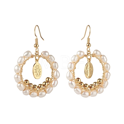 Pearl Beads Brass Dangle Earrings EJEW-JE04568-03-1