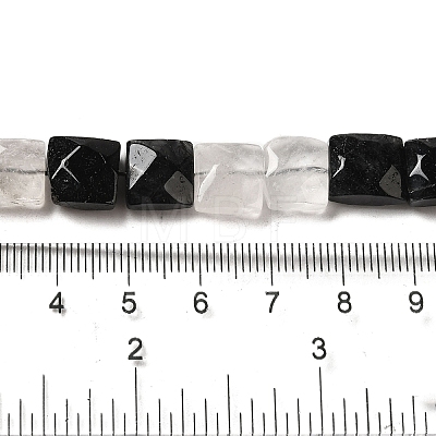 Natural Black Tourmalinated Quartz Beads Strands G-C109-A01-01-1