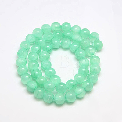 Dyed Natural Green Jade Beads Strands X-JBS053-6MM-27-1