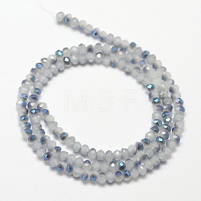 Faceted Rondelle Half Rainbow Plated Imitation Jade Electroplate Glass Beads Strands X-EGLA-J134-3x2mm-HR02-1