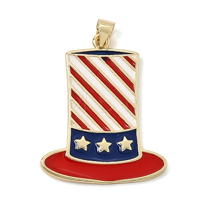 Independence Day Brass Enamel Pendants KK-CBAA41C-16D-G-1