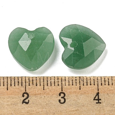 Natural Green Aventurine Faceted Heart Charms G-G123-01H-1