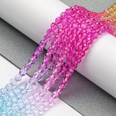 Transparent Gradient Color Glass Beads Strands GLAA-H021-01C-46-1