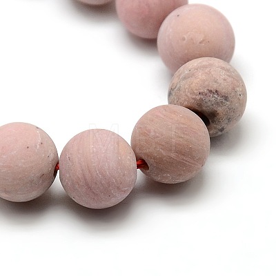Frosted Natural Rhodonite Round Bead Strands G-M064-10mm-04-1