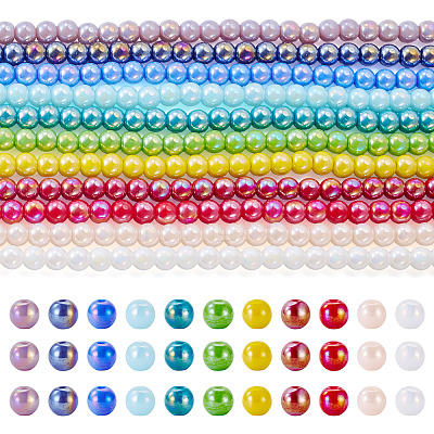 11Strands 11 Colors Electroplate Opaque Glass Beads Strands GLAA-TA0004-34-1