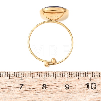 304 Stainless Steel with Glass Cuff Rings for Women RJEW-K309-41B-1