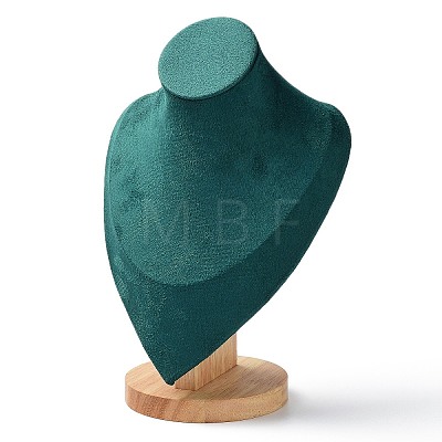 Velvet Bust Necklace Display Stands with Wooden Base ODIS-Q041-02B-01-1