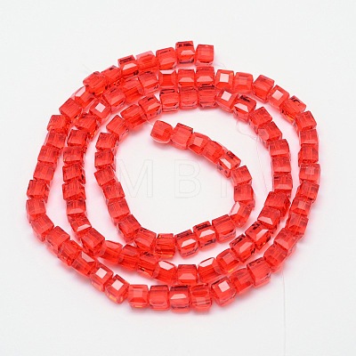 Faceted Cube Transparent Glass Beads Strands EGLA-E041-5mm-D07-1