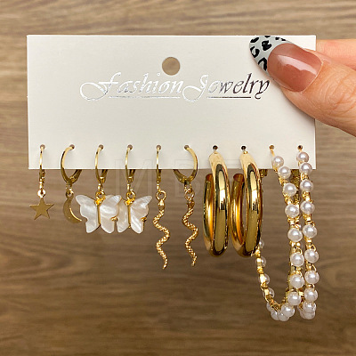 5 Pairs Alloy Hoop Earring Sets WG6DB3C-31-1