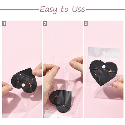 90Pcs 3 Colors Heart Shaped 4-Hole Paper Jewelry Display Cards for Earring CDIS-FS0001-29-1