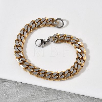 201/304 Stainless Steel Cuban Link Chains Bracelets for Unisex BJEW-F522-04G-1