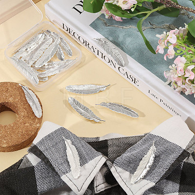 20Pcs Feather Shape Brass Brooch JEWB-CO0001-01S-1