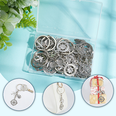 20Pcs 2 Styles Alloy Keychains KEYC-SC00029-1
