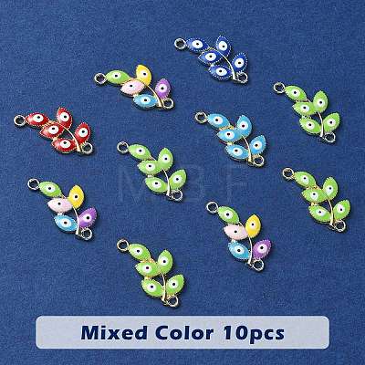 10Pcs Evil Eye Alloy Enamel Connector Charms ENAM-YW0003-56-1