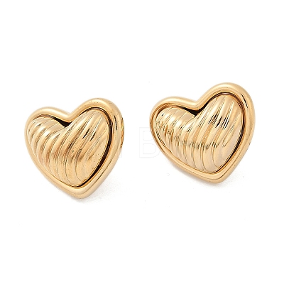 304 Stainless Steel Two Tone Heart Stud Earrings EJEW-M073-09G-1