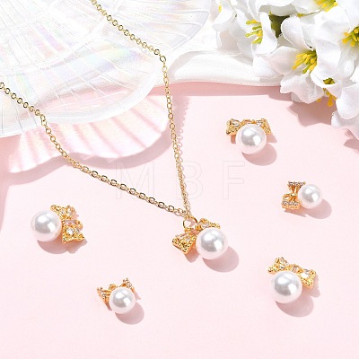6Pcs 3 Styles Brass Plastic Pearl Pendants KK-CJ0005-53-1