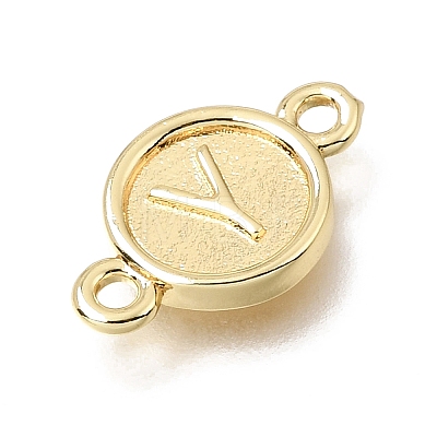 Brass Disc with Initial Links Connector Charms KK-E802-36G-Y-1