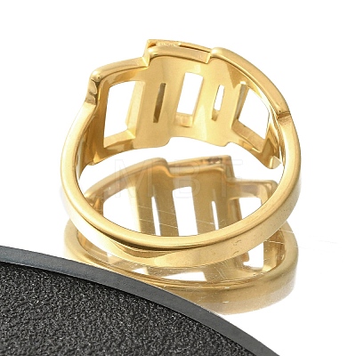 Textured 304 Stainless Steel Hollow Rectangle Finger Ring for Women RJEW-L126-12B-G-1