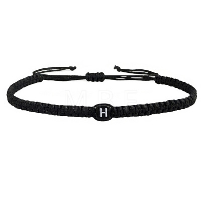 Adjustable Handmade Woven Waxed Cord Braided Bracelets with Acrylic Letter Beads OI4298-8-1