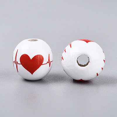 Printed Schima Wood Beads WOOD-T033-07M-1