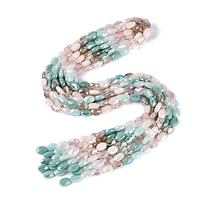 Electroplate Imitation Jade & Opaque & Transparent Glass Beads Strands EGLA-Q135-8x11MM-01C-1