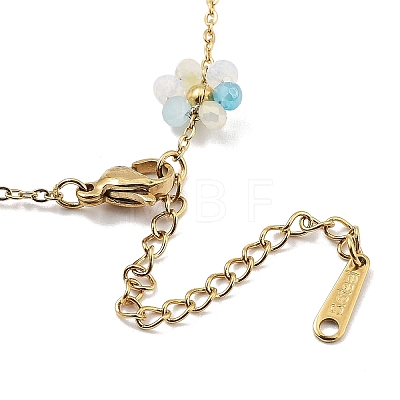 Glass Flower Link Chain Necklaces NJEW-H041-04G-03-1