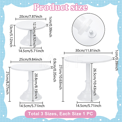 3Pcs 3 Sizes Round Iron Cupcake Riser Holder ODIS-WH0030-302-1