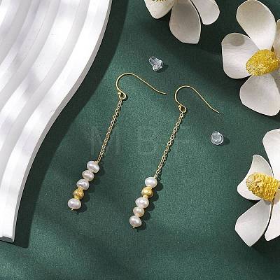 Natural Pearl Dangle Earrings EJEW-P286-42G-1