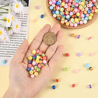 200Pcs Transparent Stripe Resin Beads RESI-SP0001-45-1