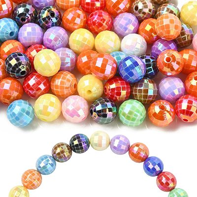 100Pcs UV Plating Opaque Acrylic Beads MACR-CJ0002-48-1