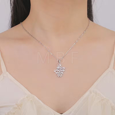 304 Stainless Steel Religion Letter Pendant Necklaces FS-WGB6D0C-01-1