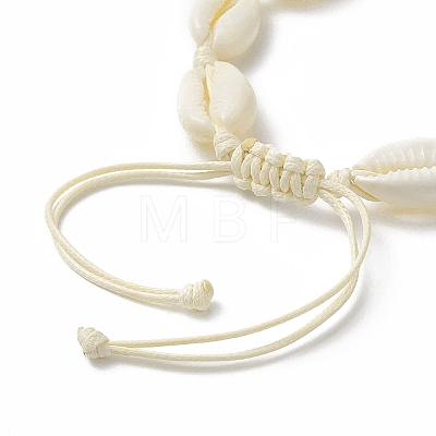 Narural Cowrie Shell Braided Bead Anklet for Women AJEW-AN00527-01-1