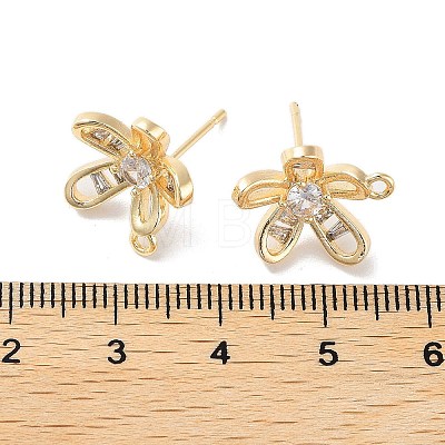 Brass Micro Pave Cubic Zirconia Stud Earring Findings KK-E107-17G-1