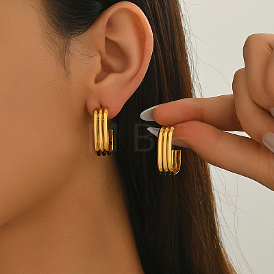 Triple Oval Stainless Steel Stud Earrings BE1288-1